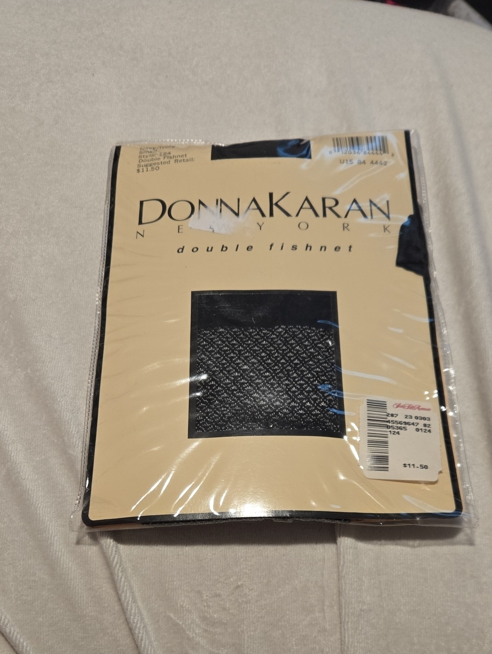 Donna Karan Double Fishnet Hosiery - Black/Ivory